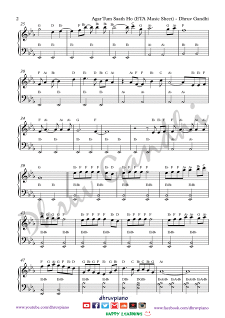 Agar Tum Saath Ho Tamasha Piano Arrangement Easy To Advanced Page 2