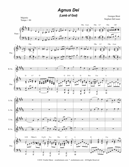 Agnus Dei For Saxophone Quartet Page 2