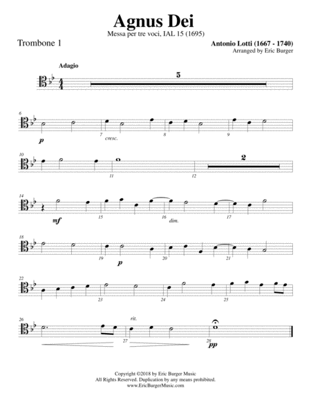 Agnus Dei For Trombone Or Low Brass Trio Page 2