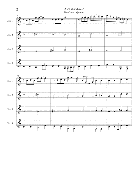 Aint Misbehavin For Guitar Quartet Page 2