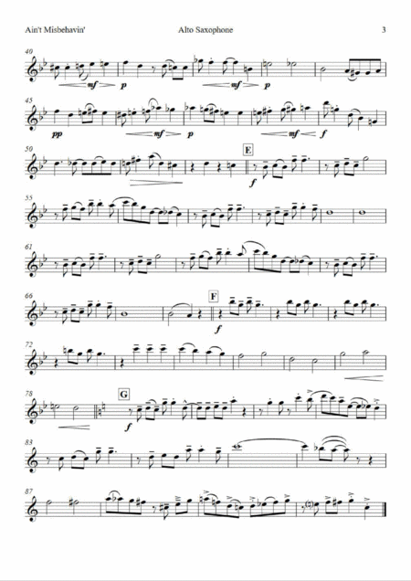 Aint Misbehavin Sax Quartet Arrangement Page 2