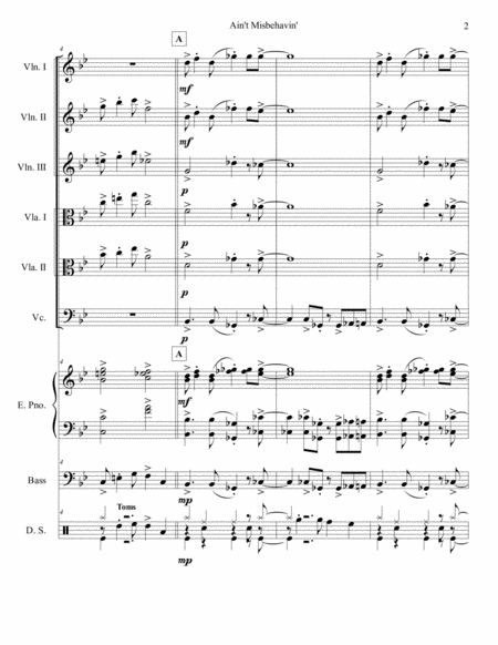 Aint Misbehavin String Sextet Orchestra Page 2