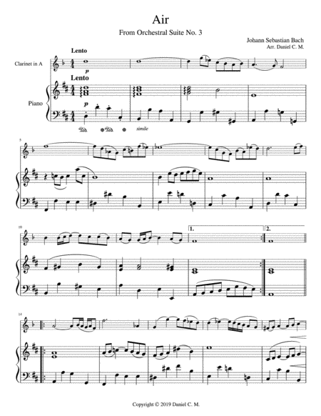 Air For A Clarinet And Piano Simplified Page 2