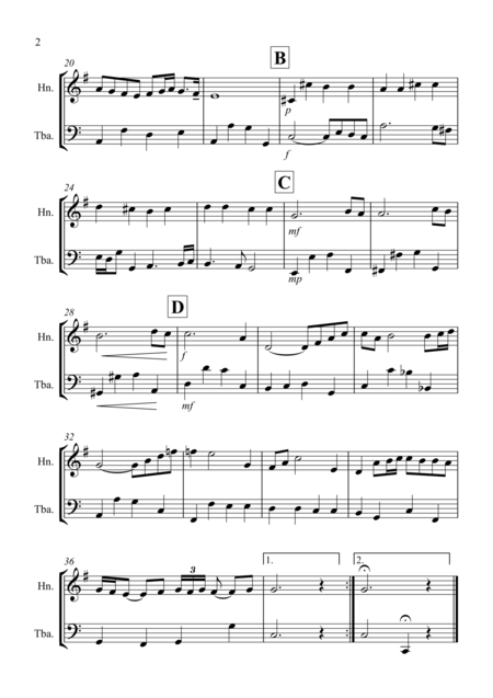 Air On A G String For French Horn And Tuba Duet Page 2