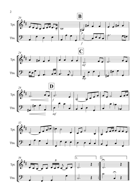 Air On A G String For Trumpet And Trombone Duet Page 2