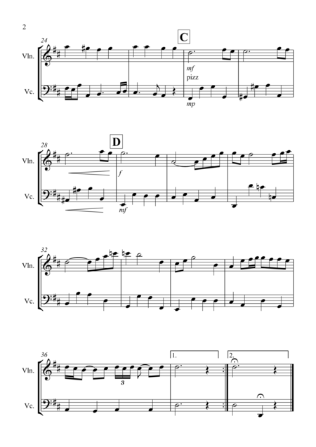 Air On A G String For Violin And Cello Duet Page 2