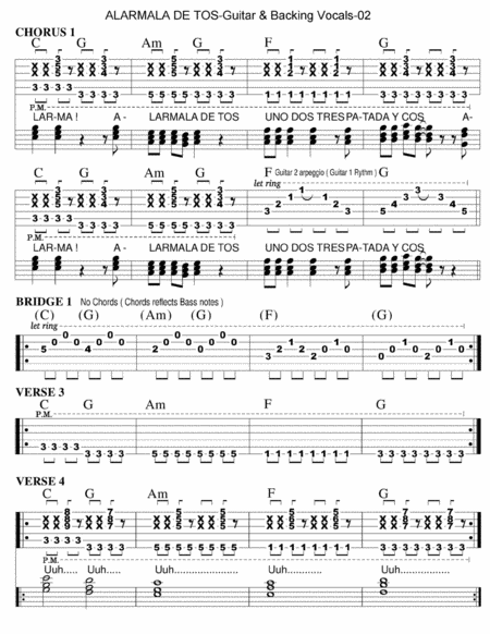 Alarmala De Tos Guitar Tab Backing Vocals Page 2