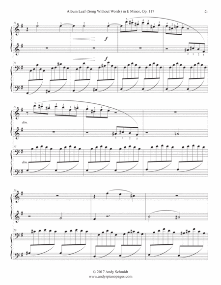 Album Leaf Song Without Words In E Minor Op 117 Page 2