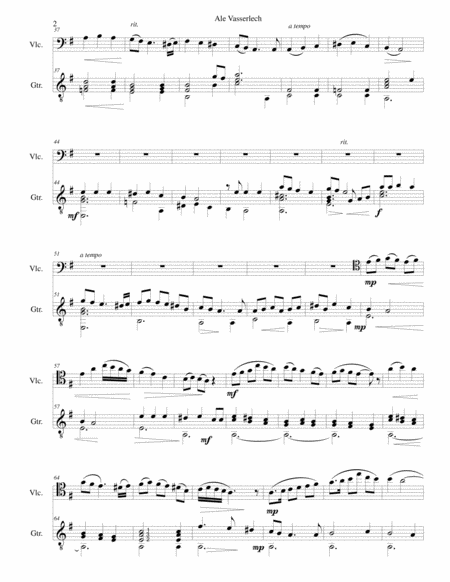 Ale Vasserlech All The Waters Flow Away For Cello And Guitar Page 2