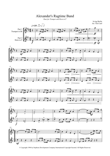 Alexanders Ragtime Band Duet For Trumpet And Horn In F Page 2