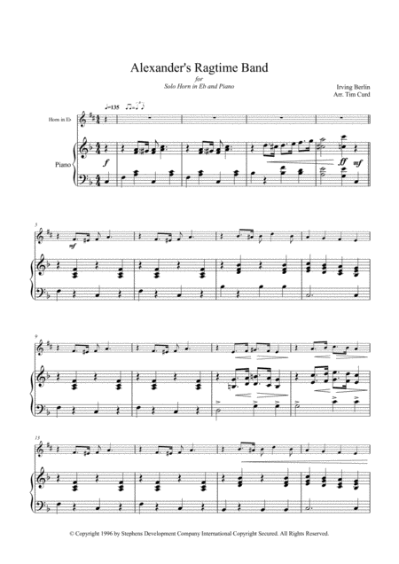 Alexanders Ragtime Band For Solo Horn In Eb And Piano Page 2