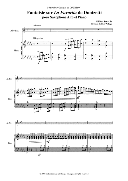 Ali Ben Sou Alle Fantaisie Sur La Favorita De Donizetti For Alto Saxophone And Piano Page 2