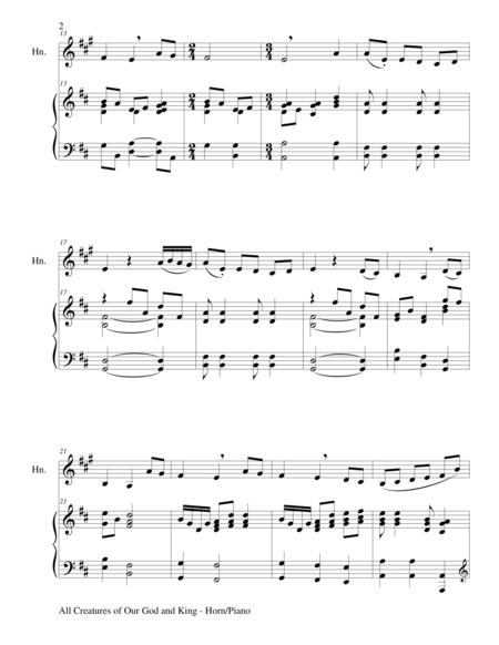 All Creatures Of Our God And King Duet French Horn And Piano Score And Parts Page 2