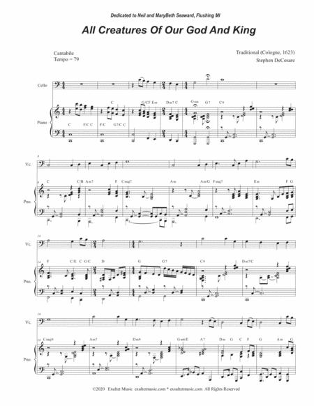 All Creatures Of Our God And King For Cello Solo And Piano Page 2