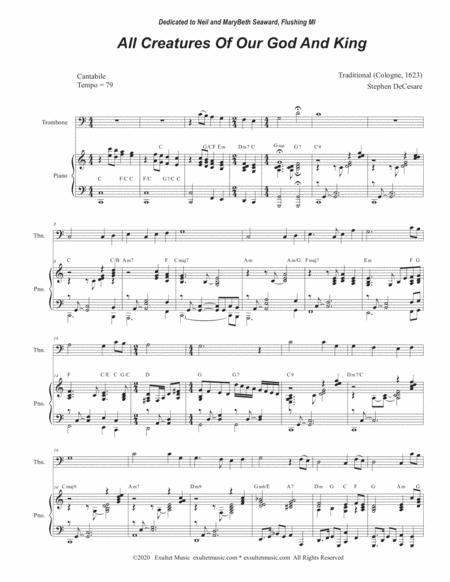 All Creatures Of Our God And King For Trombone Solo And Piano Page 2