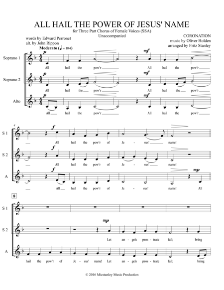All Hail The Power Of Jesus Name Ssa A Cappella Page 2