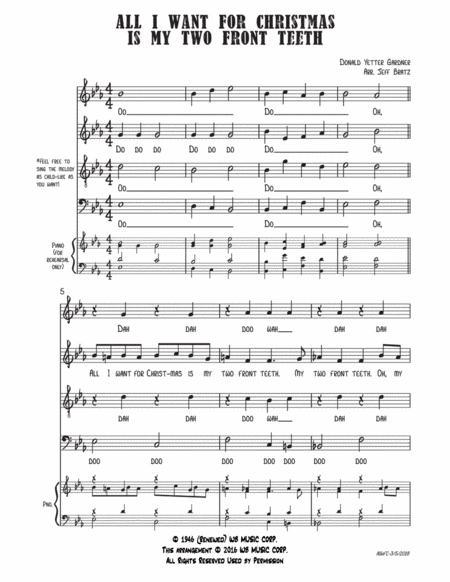 All I Want For Christmas Is My Two Front Teeth Satb A Cappella Page 2