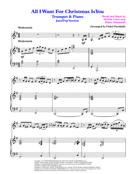 All I Want For Christmas Is You For Trumpet And Piano Video Page 2