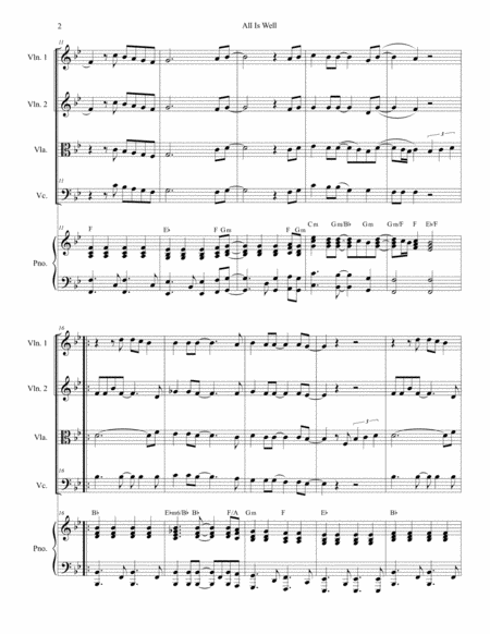 All Is Well For String Quartet And Piano Page 2