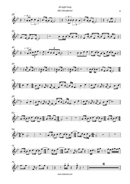 All Night Long All Night Melody For Alto Sax Page 2