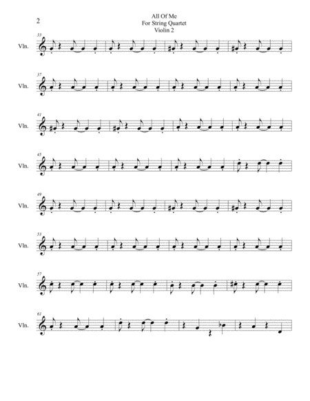 All Of Me For String Quartet Violin 2 Page 2