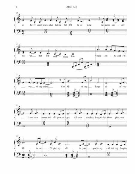 All Of Me John Legend Intermediate Piano Page 2