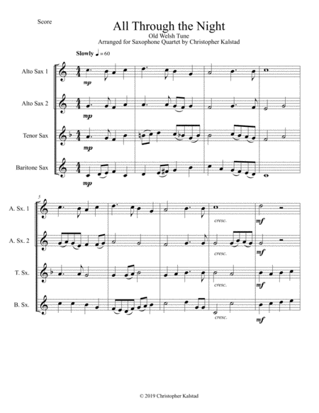 All Through The Night Saxophone Quartet Page 2