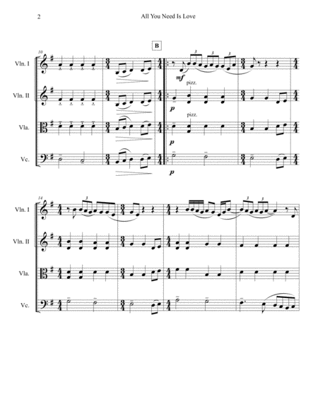 All You Need Is Love By The Beatles For String Quartet Page 2