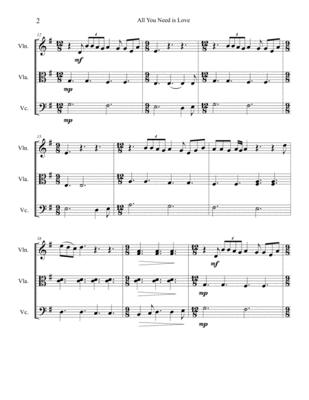 All You Need Is Love For String Trio Violin Viola Or 2nd Violin Cello Page 2