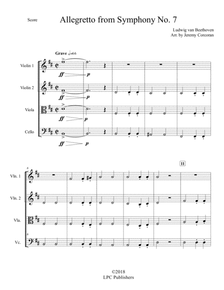 Allegretto From Symphony No 7 For String Quartet Page 2