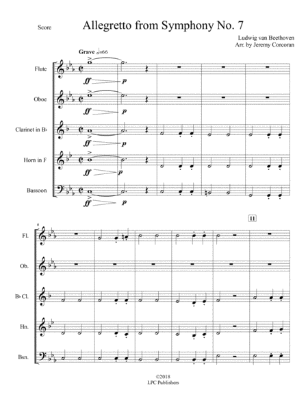 Allegretto From Symphony No 7 For Woodwind Quintet Page 2