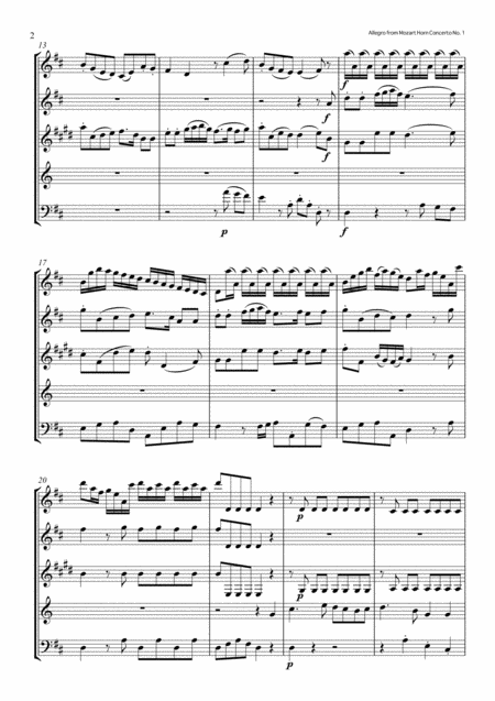 Allegro From Horn Concerto No 1 In D K412 For Wind Quintet Page 2