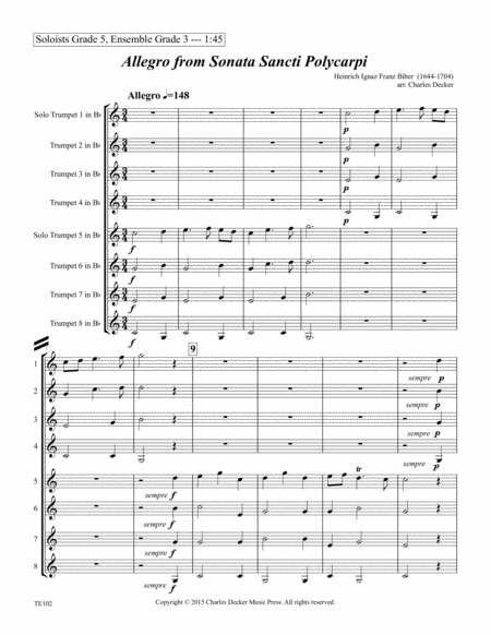 Allegro From Sonata Sancti Polycarpi For Trumpet Ensemble Page 2