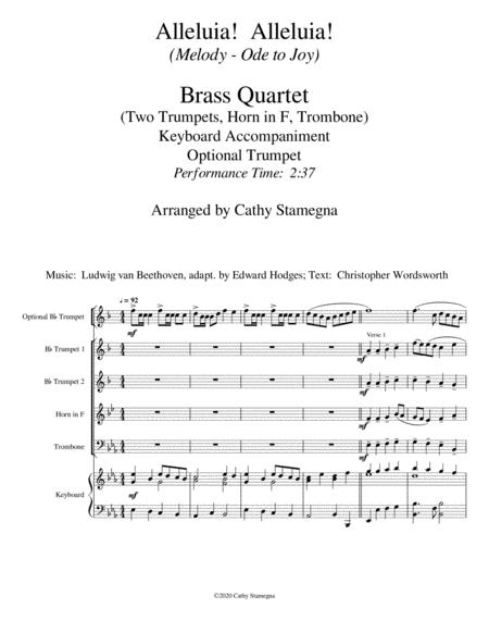 Alleluia Alleluia Melody Is Ode To Joy Brass Quartet Two Trumpets Horn In F Trombone Opt Trumpet Keyboard Acc Page 2