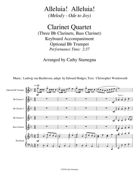 Alleluia Alleluia Melody Is Ode To Joy Clarinet Quartet Three Bb Clarinets Bass Clarinet Opt Bb Trumpet Keyboard Acc Page 2