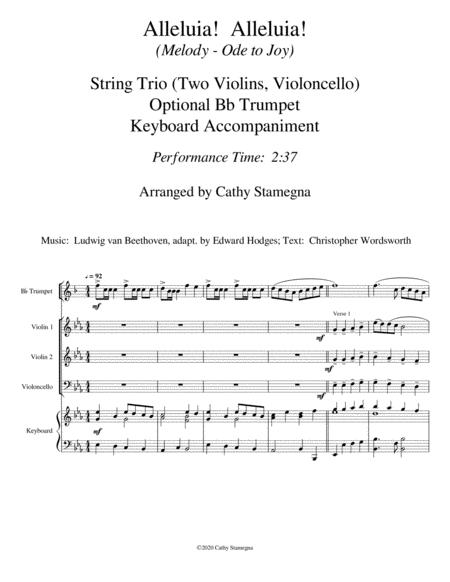 Alleluia Alleluia Melody Is Ode To Joy String Trio Two Violins Violoncello Opt Bb Trumpet Keyboard Acc Page 2