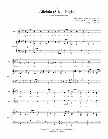 Alleluia Silent Night Satb Choir With Soprano Soloist And Piano Accompaniment Page 2