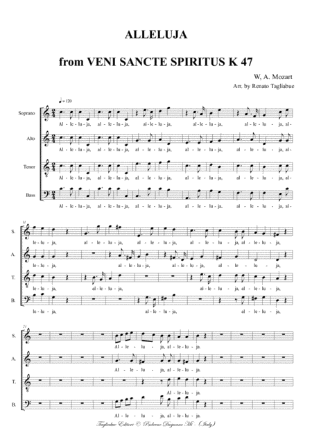 Alleluja From Veni Sancte Spiritus K47 For Satb Choir And Organ 3 Staff With Organ Part Page 2