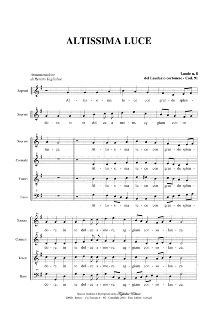 Altissima Luce Laudario Cortonese Arr For Satb Choir Page 2