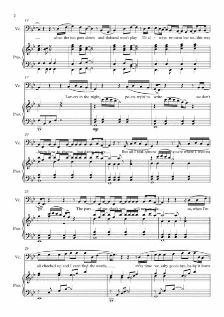 Always Remember Us This Way Solo For Cello Piano In Bb Major Page 2