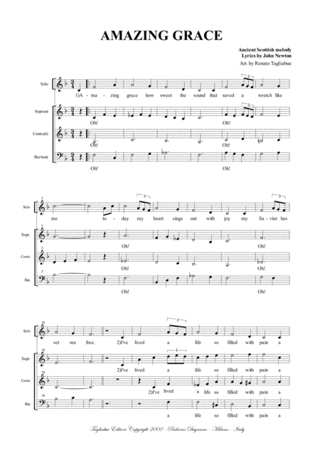 Amazing Grace Arr For Solo And Choir Page 2