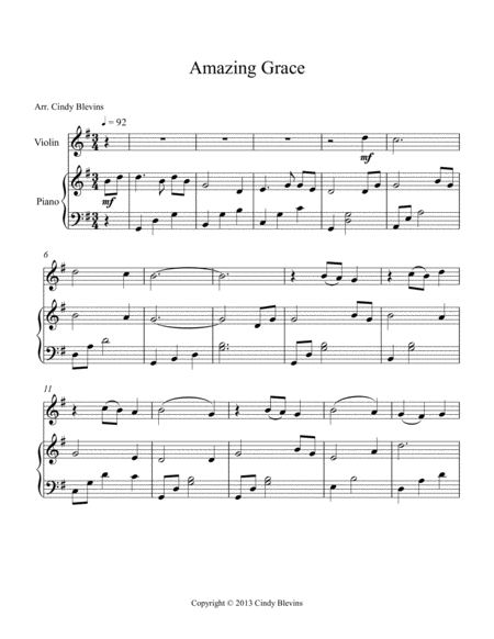 Amazing Grace Arranged For Piano And Violin Page 2