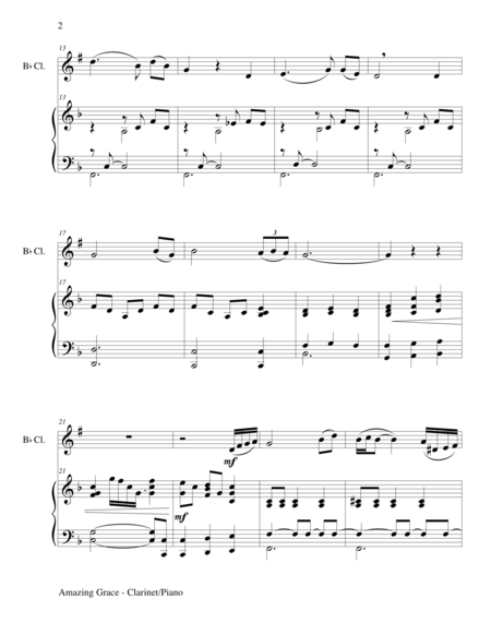 Amazing Grace Bb Clarinet Piano And Clarinet Part Page 2