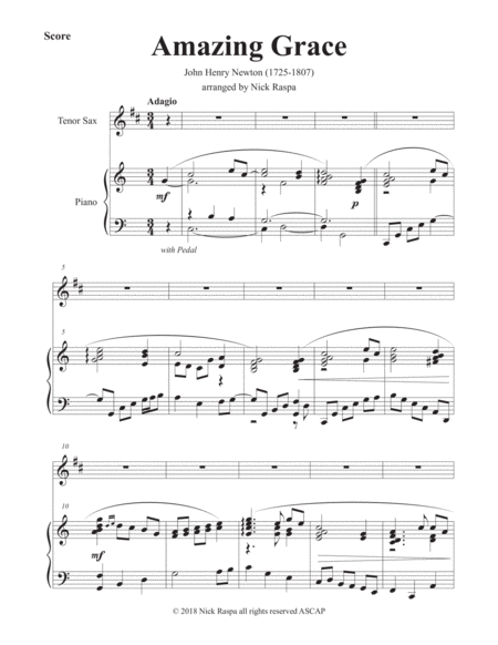 Amazing Grace Duet Bb Tenor Sax And Piano Page 2