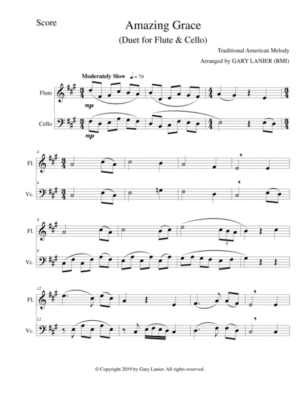 Amazing Grace Duet Flute Cello Score Parts Included Page 2