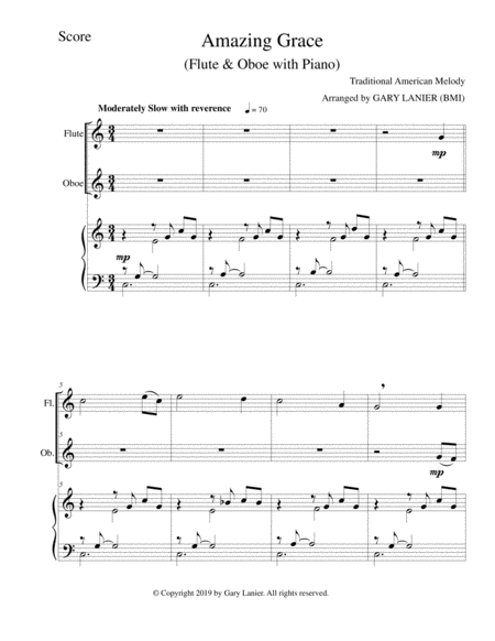 Amazing Grace Flute Oboe With Piano Score Parts Included Page 2