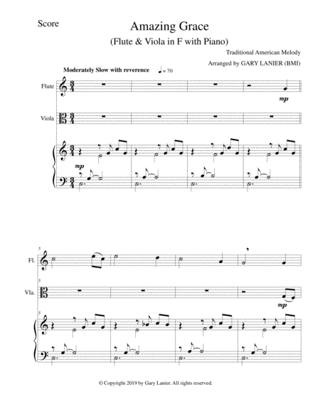 Amazing Grace Flute Viola With Piano Score Parts Included Page 2