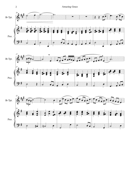 Amazing Grace For Bb Trumpet And Piano Page 2