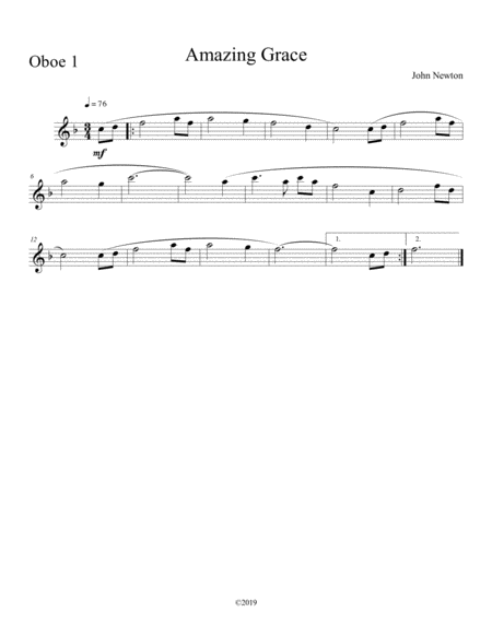 Amazing Grace For Oboe Duet Page 2