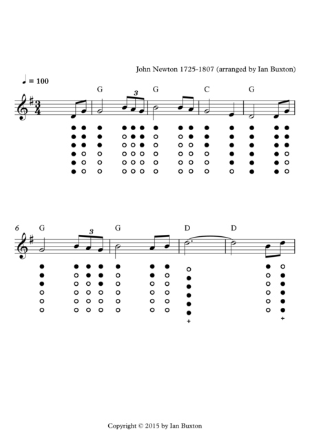 Amazing Grace For Tin Whistle With Chords Page 2